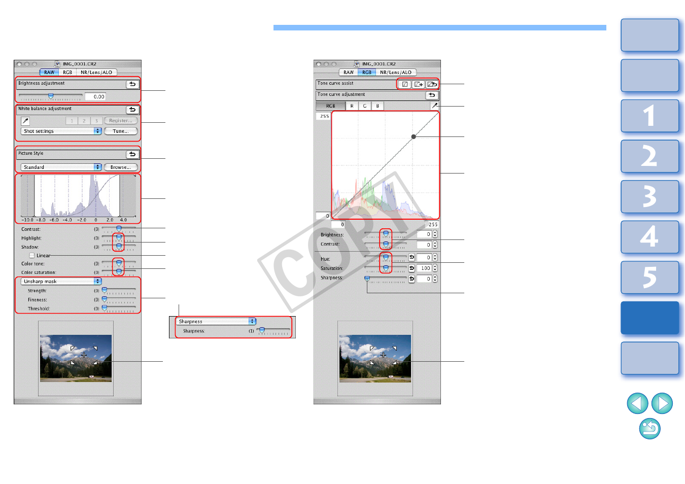 List of tool palette functions, R to, P.114 | Alette, P.114), Cop y | Canon t2i 3.9 for Macintosh User Manual | Page 115 / 132