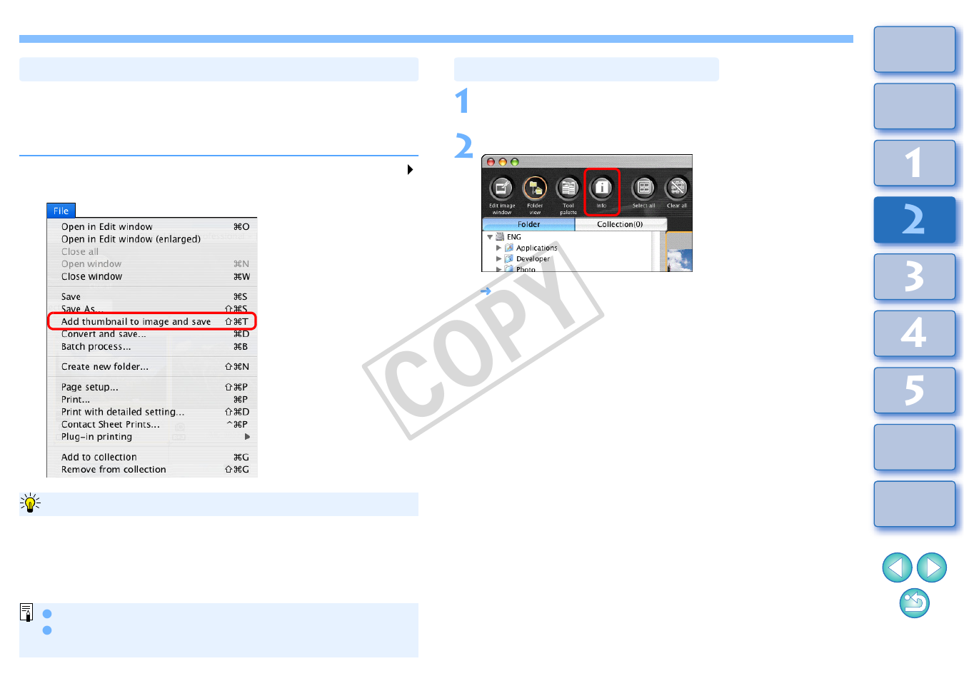 P.23, P.23), Checking image information | Cop y | Canon t2i 3.9 for Macintosh User Manual | Page 24 / 132