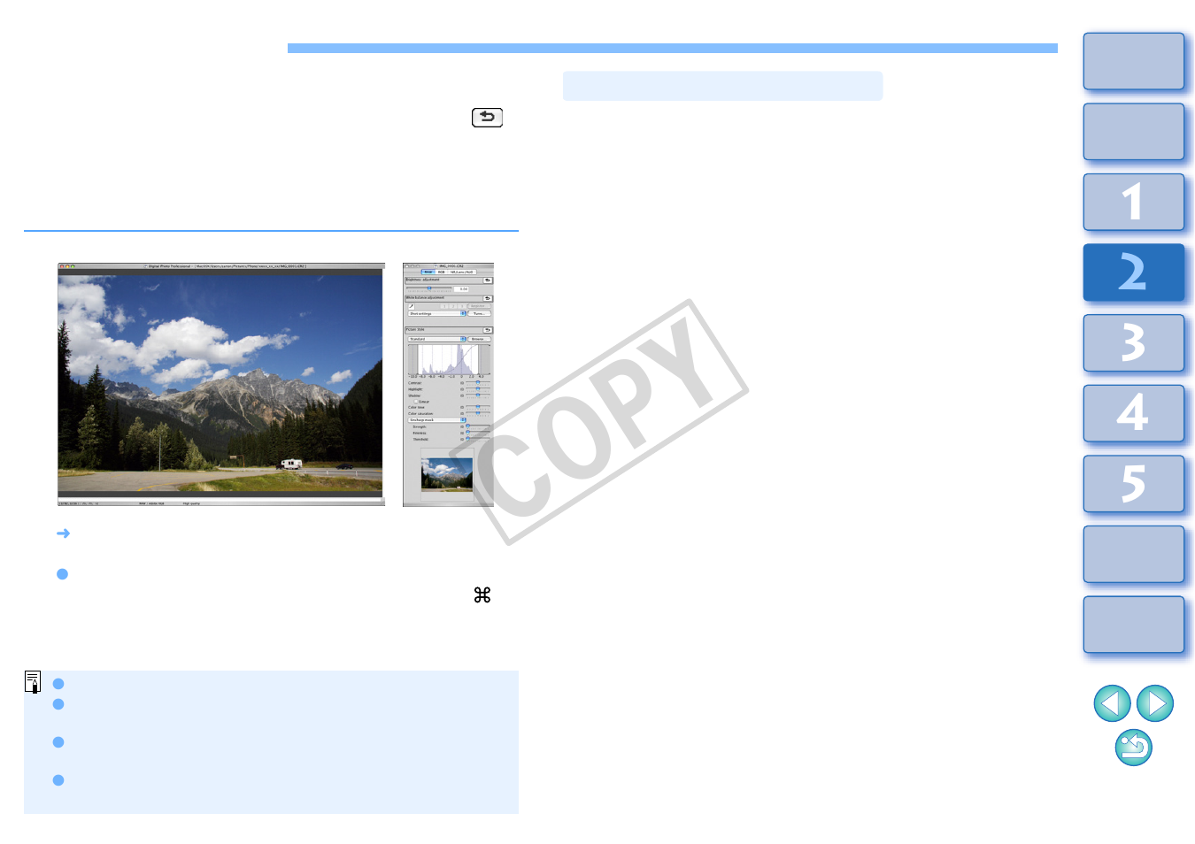 Editing an image, About the raw tool palette, Editing with the tool palette in the main window | Cop y | Canon t2i 3.9 for Macintosh User Manual | Page 26 / 132