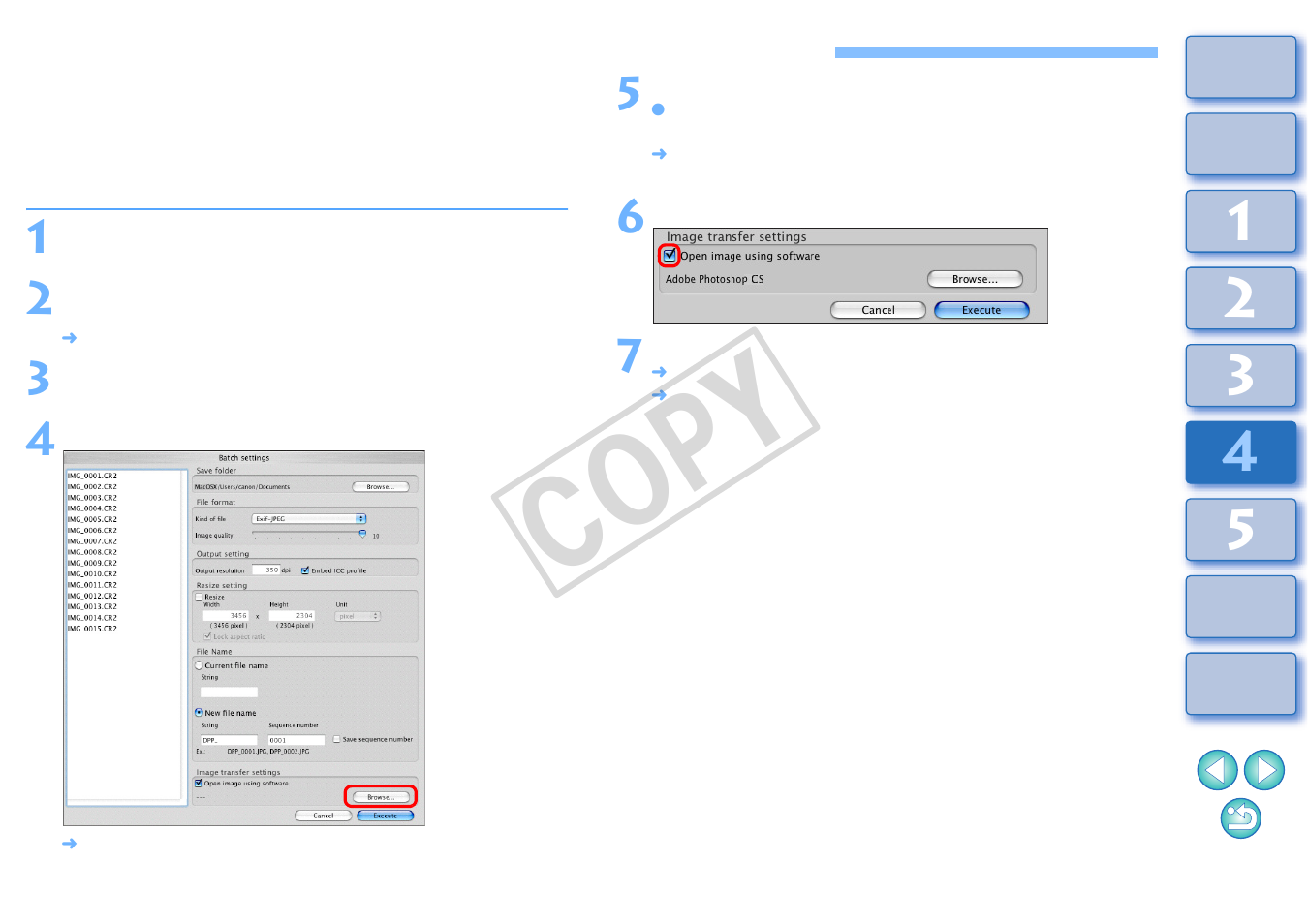 Batch transfer images to image editing software, Fer to, P.87 | Cop y | Canon t2i 3.9 for Macintosh User Manual | Page 88 / 132