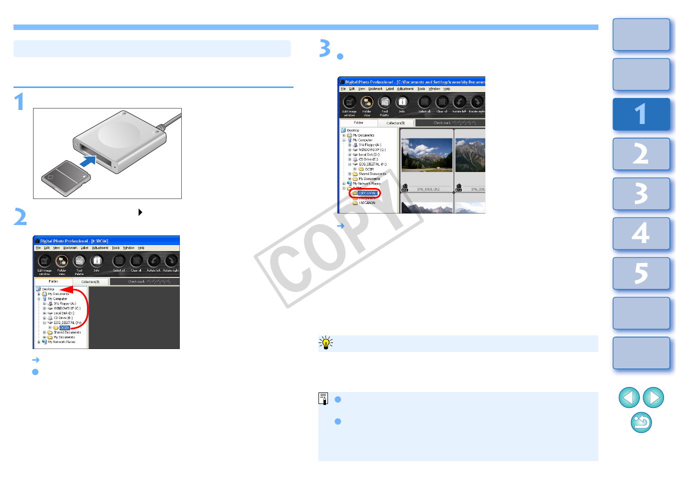 Downloading images using your card reader, Cop y | Canon t2i 3.9 for Windows User Manual | Page 10 / 132