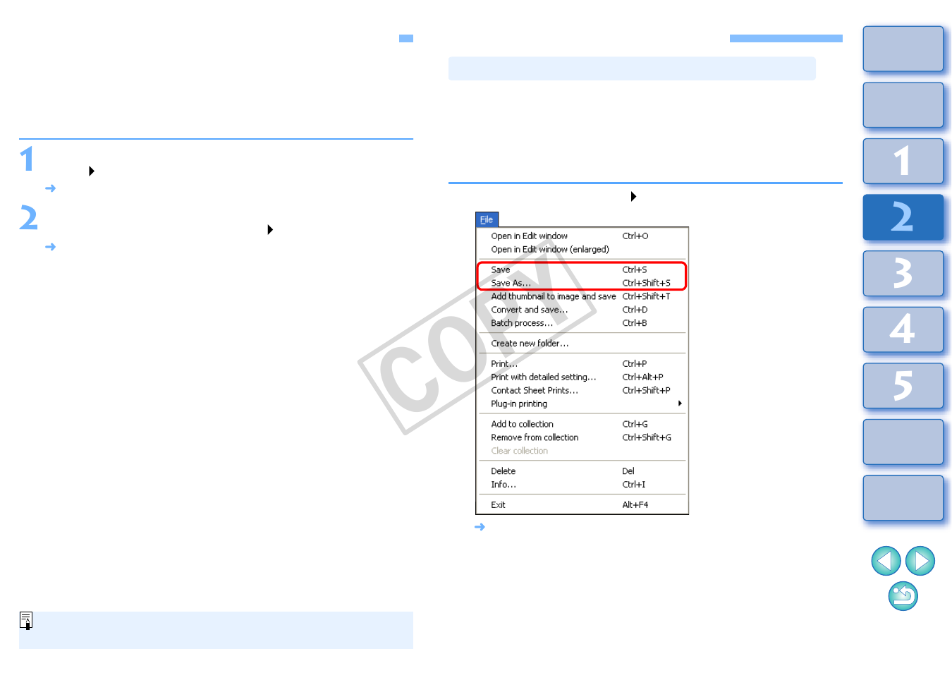 Applying adjustment contents to other images, Saving editing results, P.41) | Saving editing contents to a raw image, Cop y | Canon t2i 3.9 for Windows User Manual | Page 42 / 132