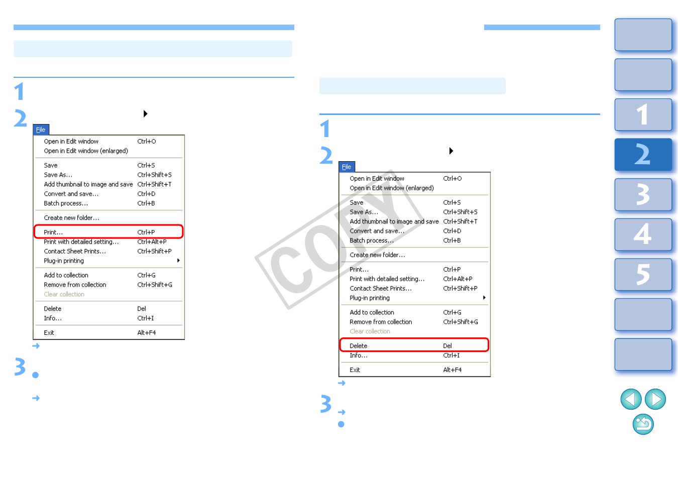 Organizing images, P.49), Deleting an unwanted image | Cop y | Canon t2i 3.9 for Windows User Manual | Page 50 / 132