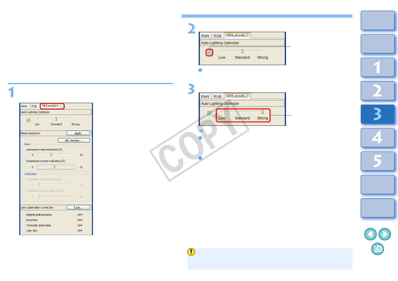 Using the auto lighting optimizer, P.61, Mizer | P.61), Cop y | Canon t2i 3.9 for Windows User Manual | Page 62 / 132