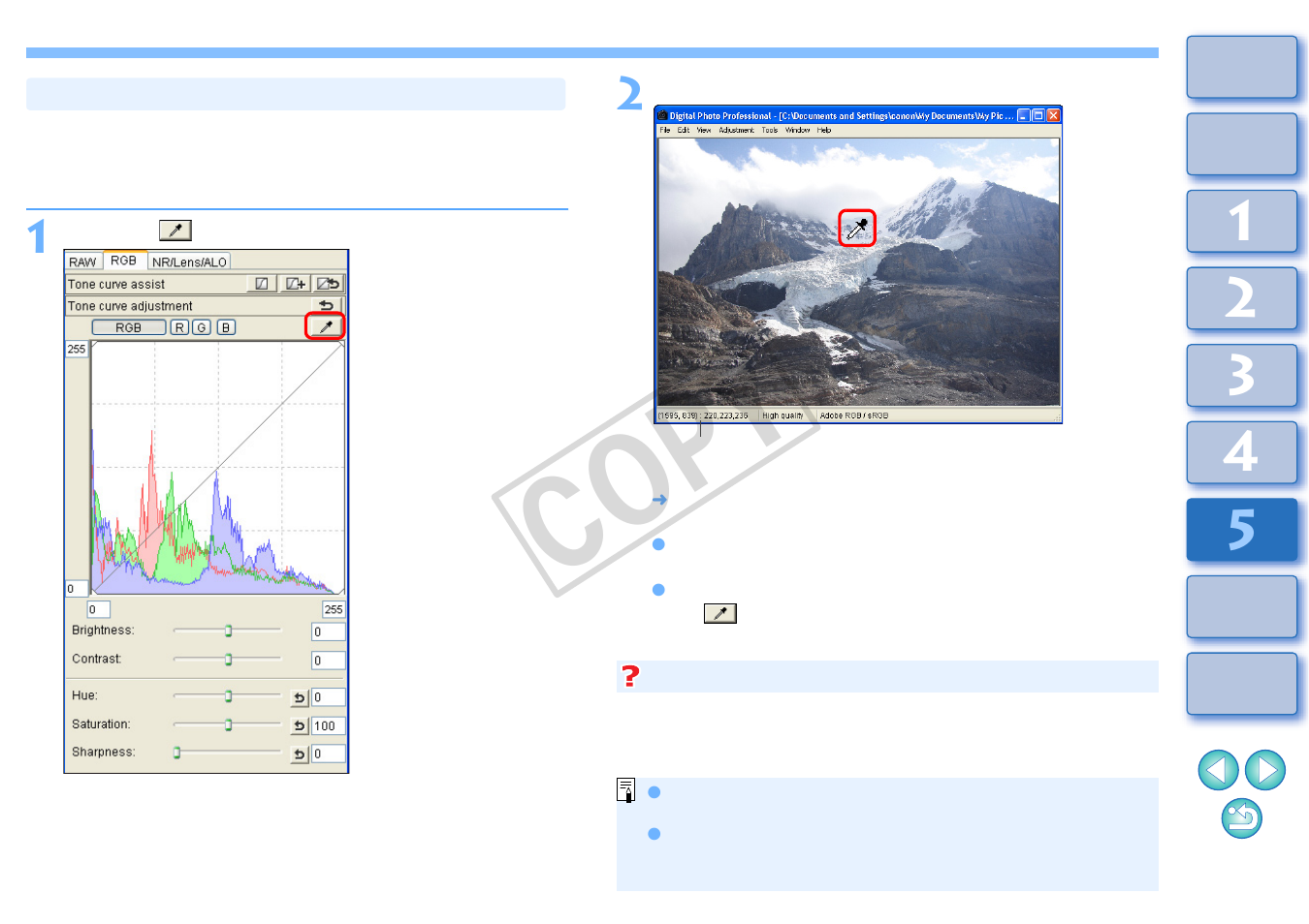 Adjusting color tone using click white balance, Cop y | Canon t2i 3.9 for Windows User Manual | Page 94 / 132