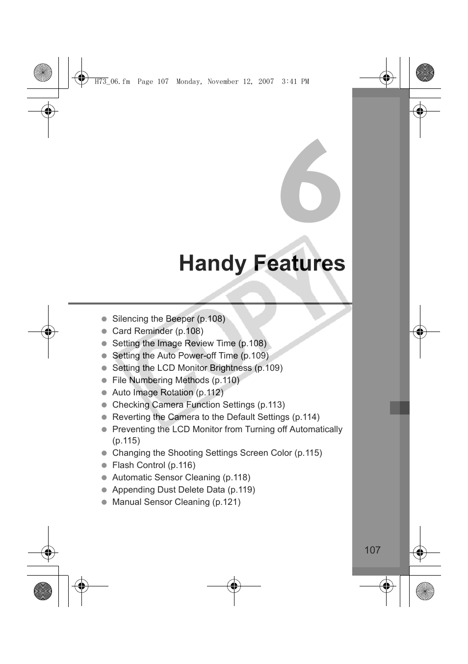 Handy features | Canon EOS Rebel xsi User Manual | Page 107 / 196