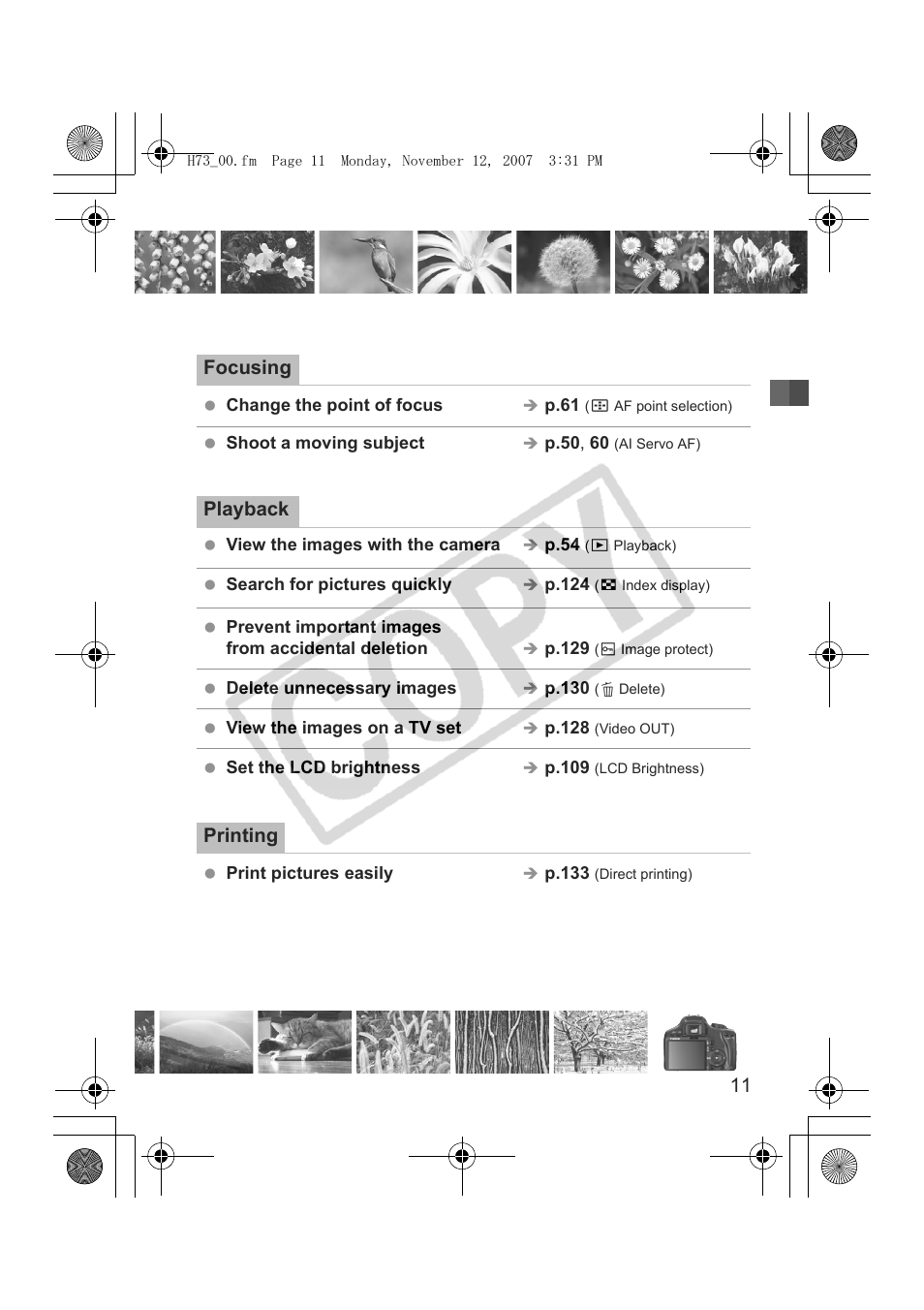 Canon EOS Rebel xsi User Manual | Page 11 / 196
