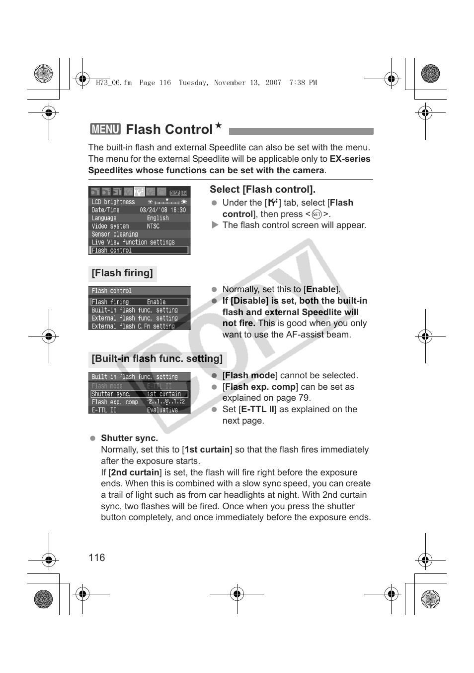 3flash control n | Canon EOS Rebel xsi User Manual | Page 116 / 196