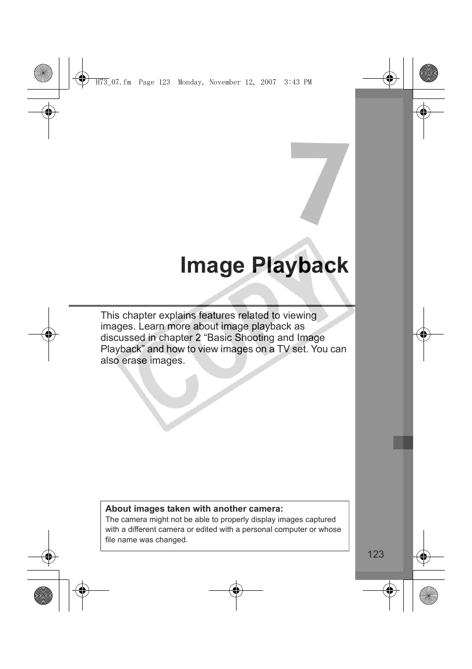 Image playback | Canon EOS Rebel xsi User Manual | Page 123 / 196