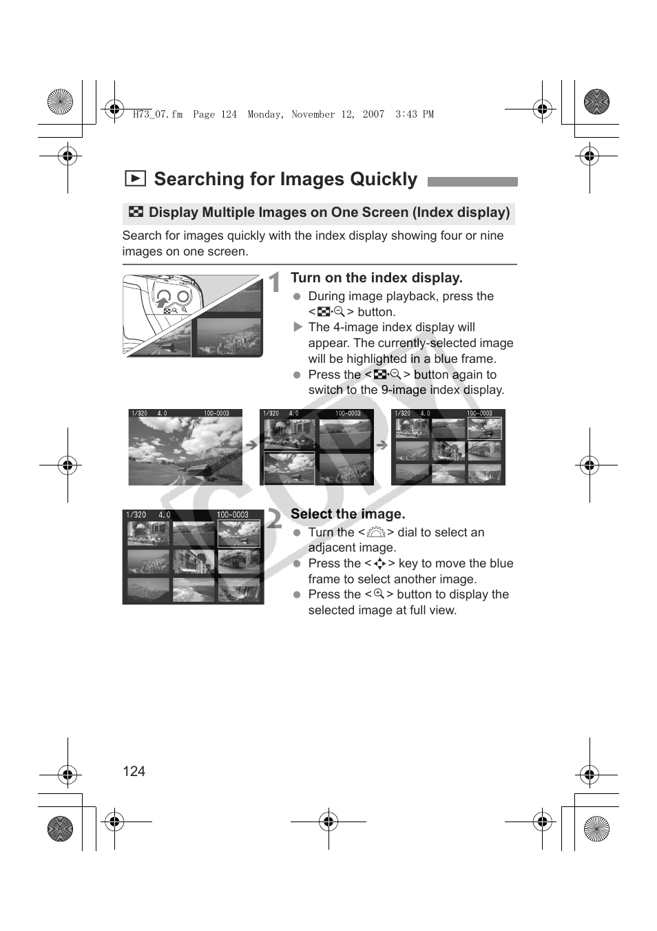 Xsearching for images quickly | Canon EOS Rebel xsi User Manual | Page 124 / 196