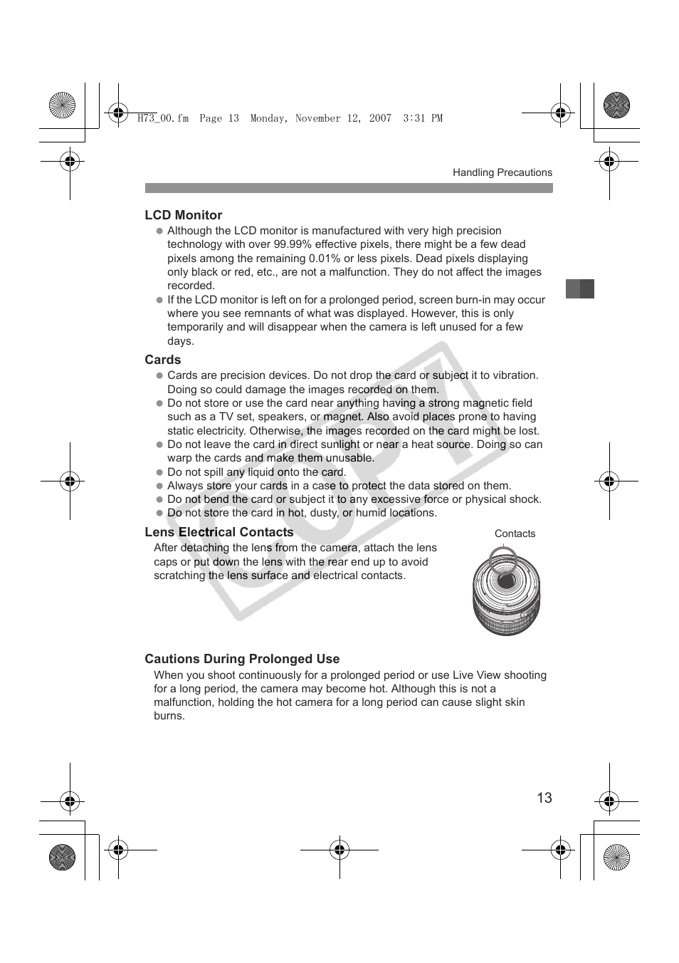 Canon EOS Rebel xsi User Manual | Page 13 / 196