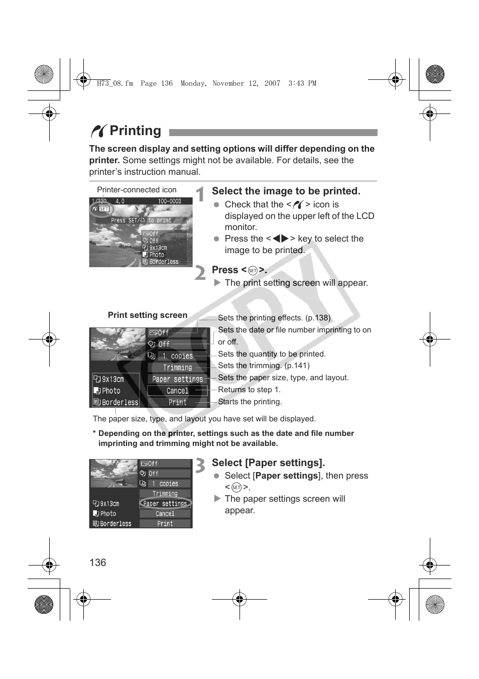 W printing | Canon EOS Rebel xsi User Manual | Page 136 / 196