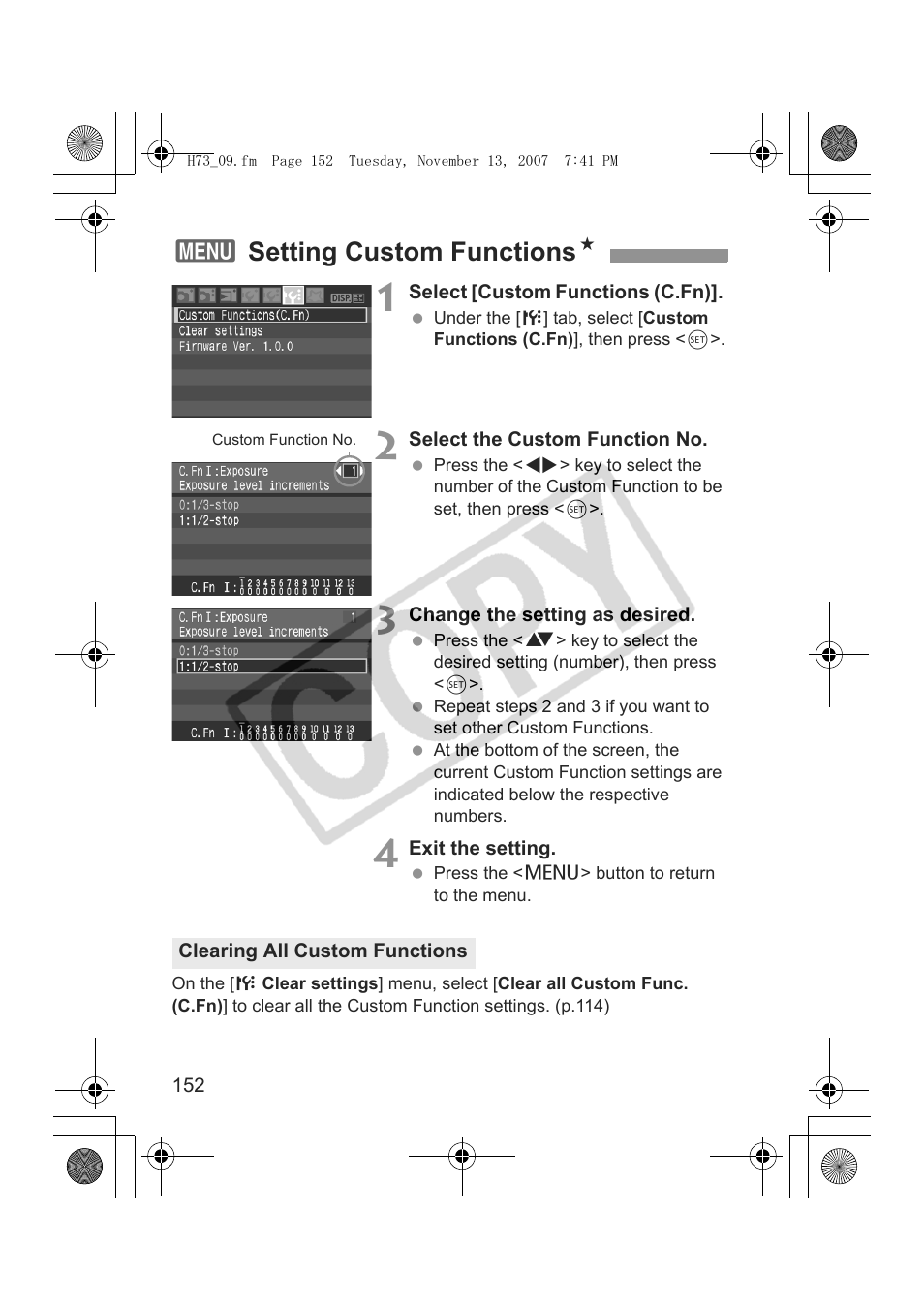 3setting custom functions n | Canon EOS Rebel xsi User Manual | Page 152 / 196