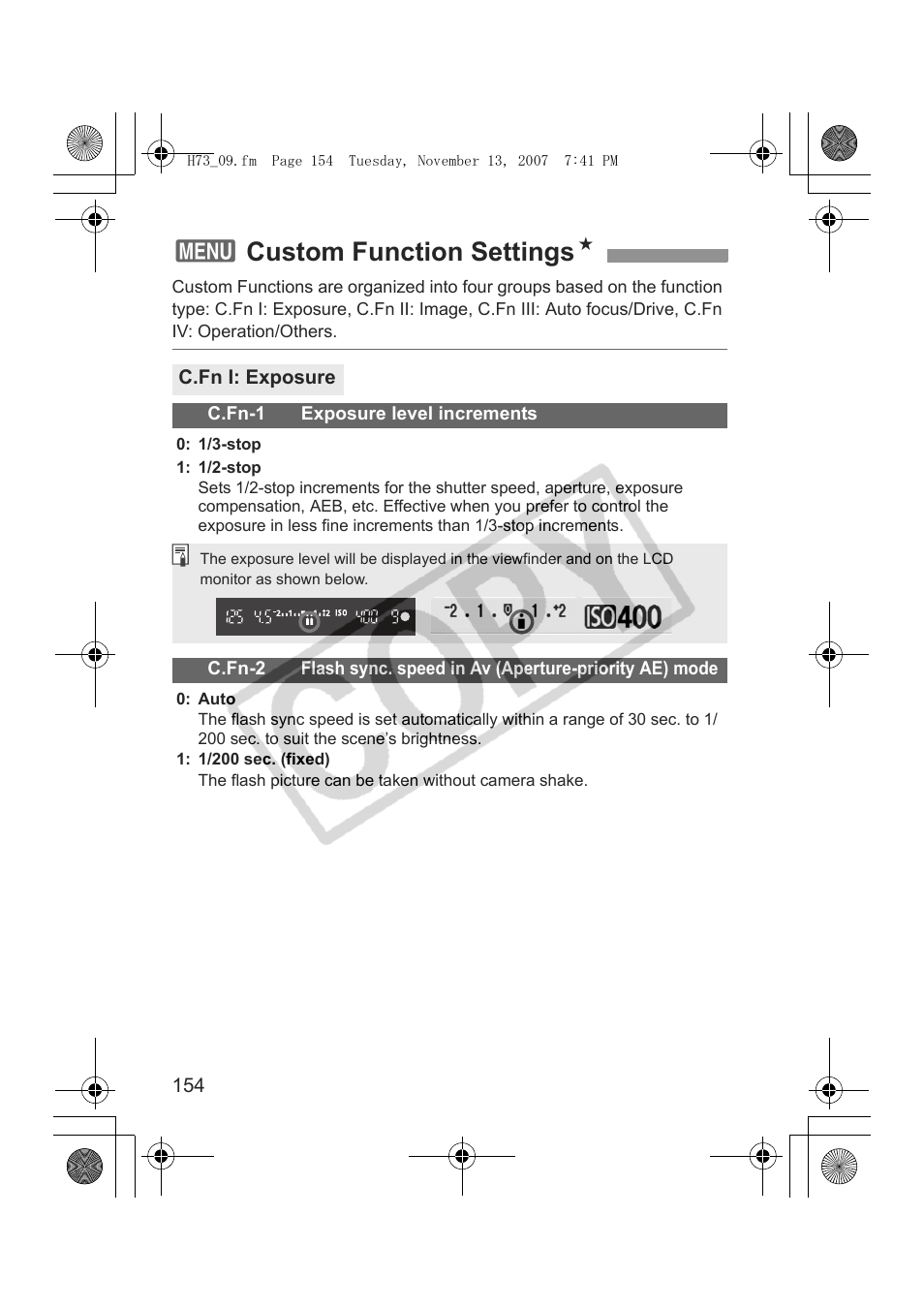 3custom function settings n | Canon EOS Rebel xsi User Manual | Page 154 / 196