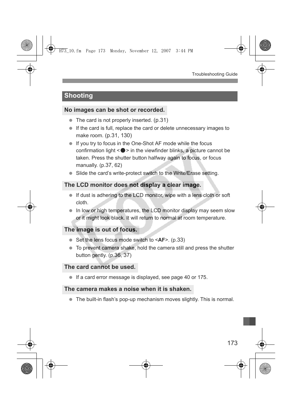 Shooting | Canon EOS Rebel xsi User Manual | Page 173 / 196