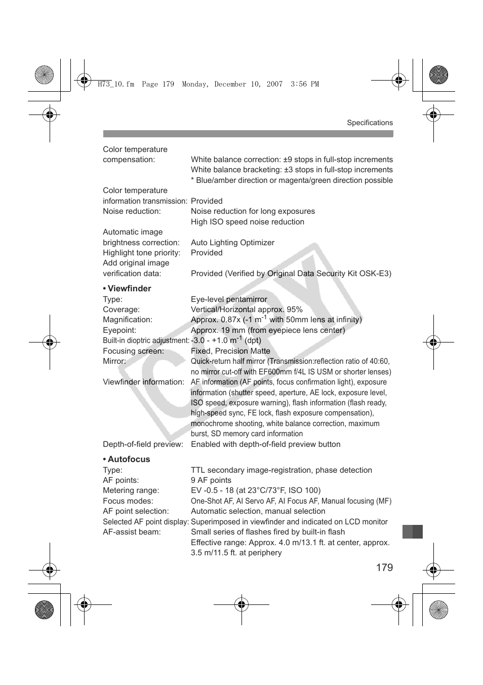 Canon EOS Rebel xsi User Manual | Page 179 / 196