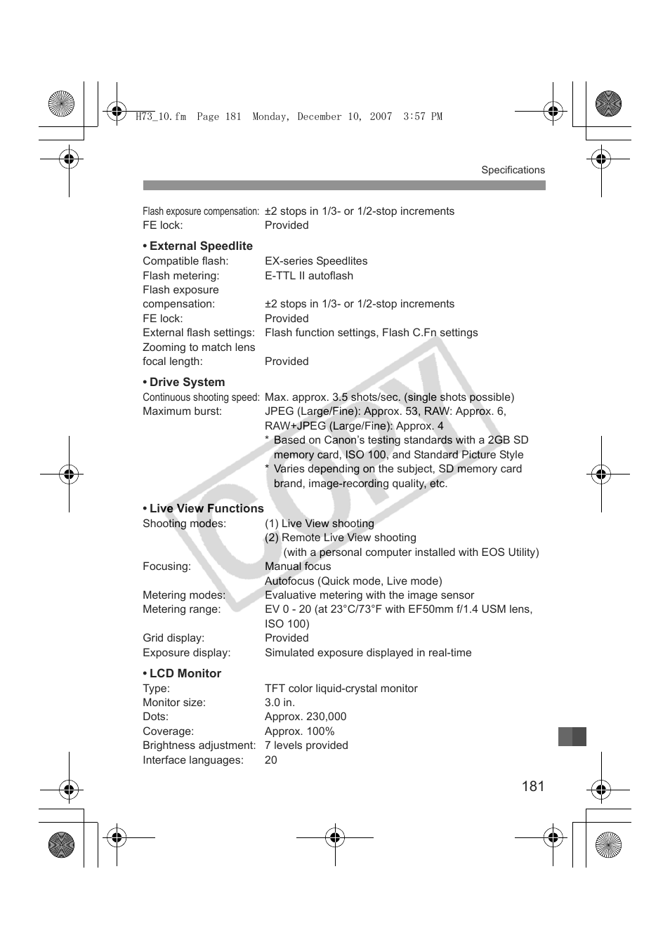 Canon EOS Rebel xsi User Manual | Page 181 / 196