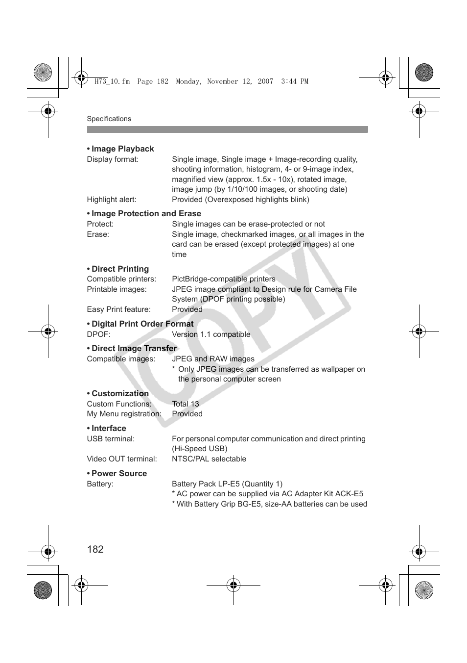 Canon EOS Rebel xsi User Manual | Page 182 / 196