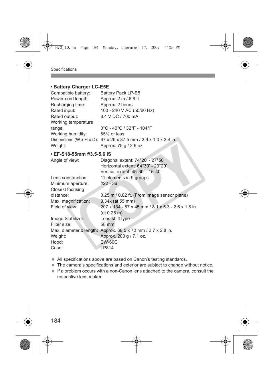 Canon EOS Rebel xsi User Manual | Page 184 / 196