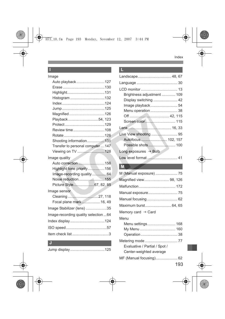 Canon EOS Rebel xsi User Manual | Page 193 / 196