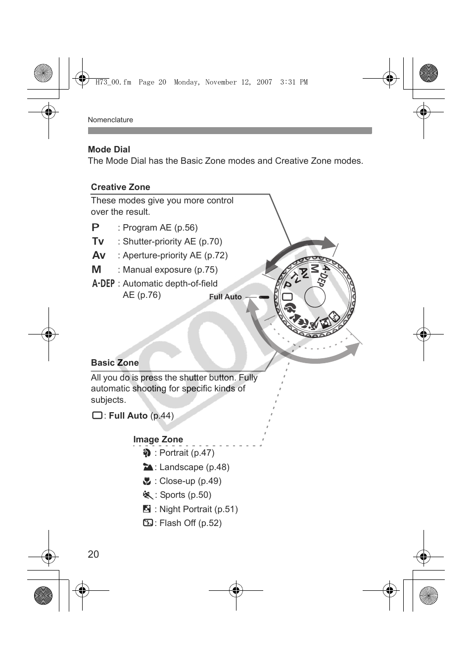 Canon EOS Rebel xsi User Manual | Page 20 / 196