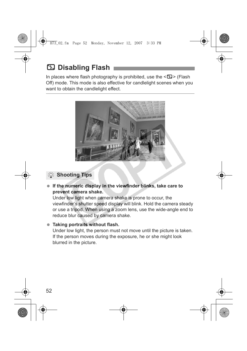 7 disabling flash | Canon EOS Rebel xsi User Manual | Page 52 / 196