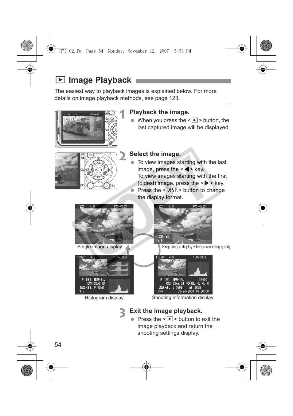 Ximage playback | Canon EOS Rebel xsi User Manual | Page 54 / 196