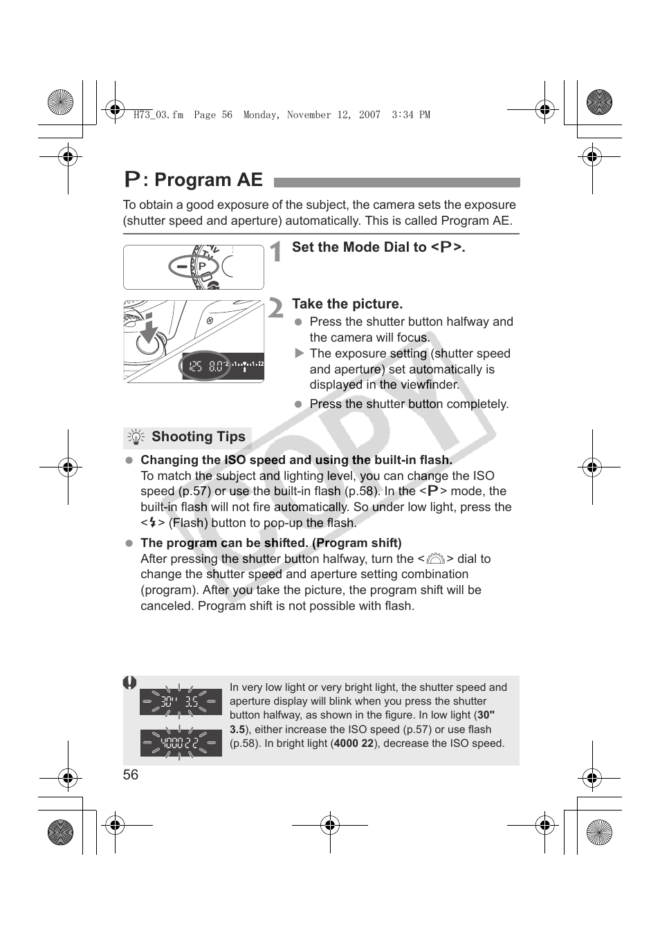 D: program ae | Canon EOS Rebel xsi User Manual | Page 56 / 196