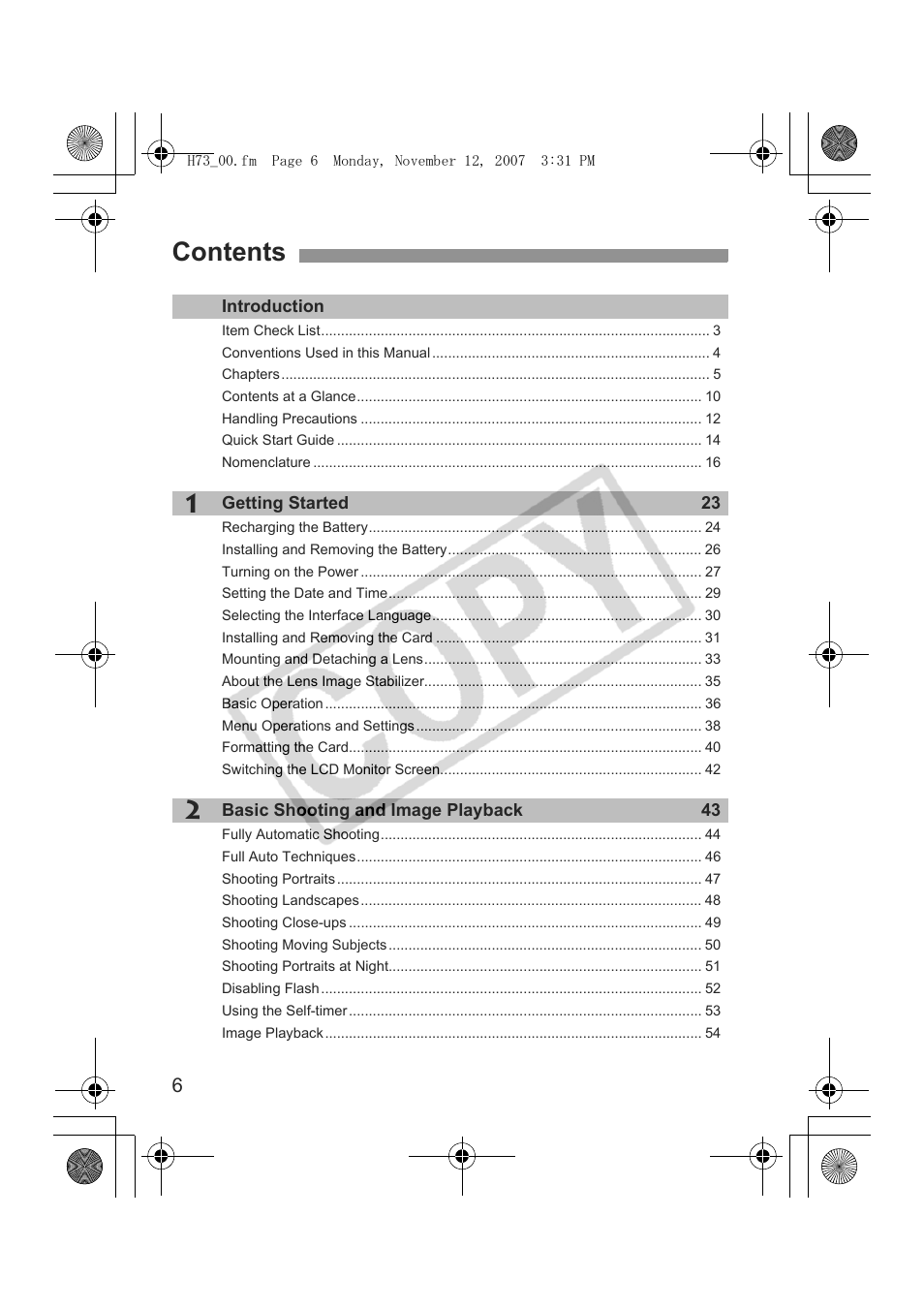 Canon EOS Rebel xsi User Manual | Page 6 / 196