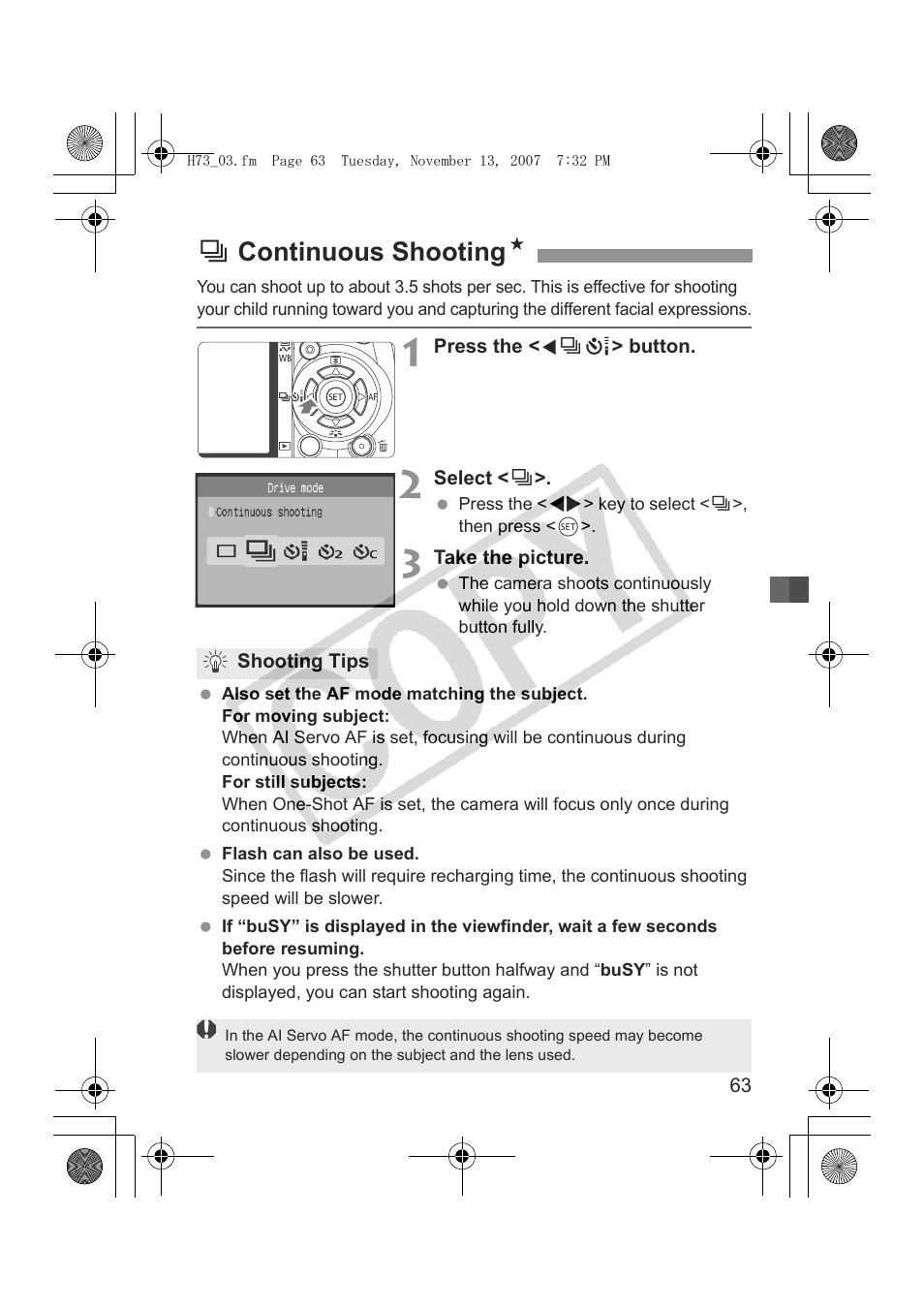 Icontinuous shooting n | Canon EOS Rebel xsi User Manual | Page 63 / 196