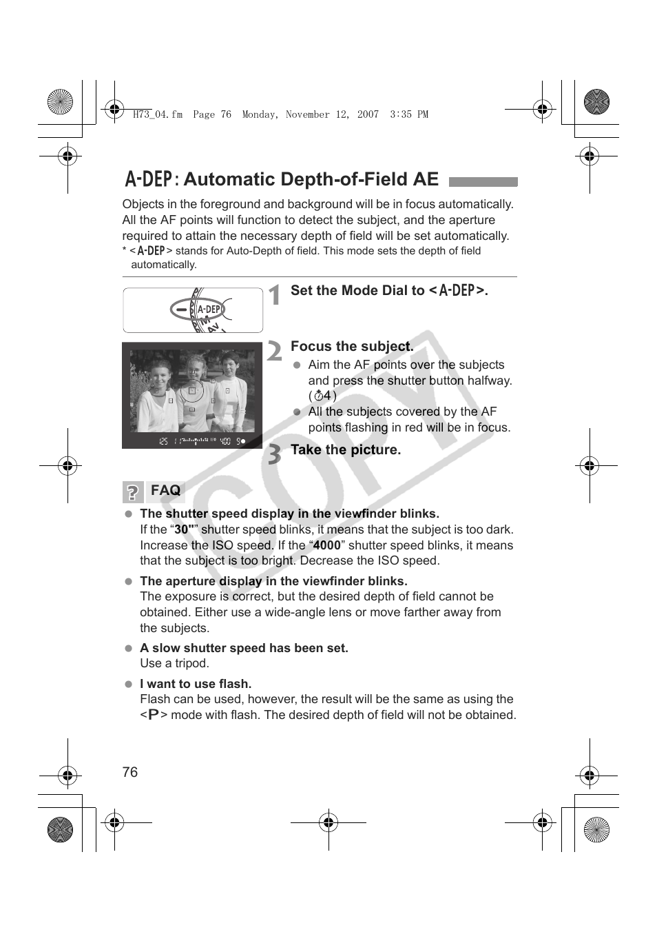 8 : automatic depth-of-field ae | Canon EOS Rebel xsi User Manual | Page 76 / 196