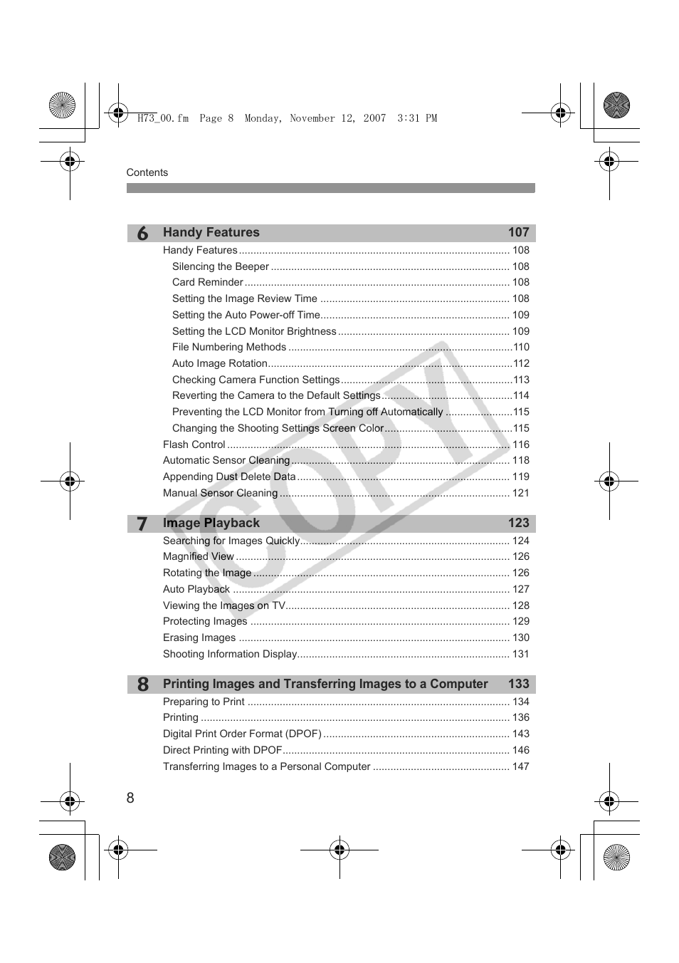 Canon EOS Rebel xsi User Manual | Page 8 / 196