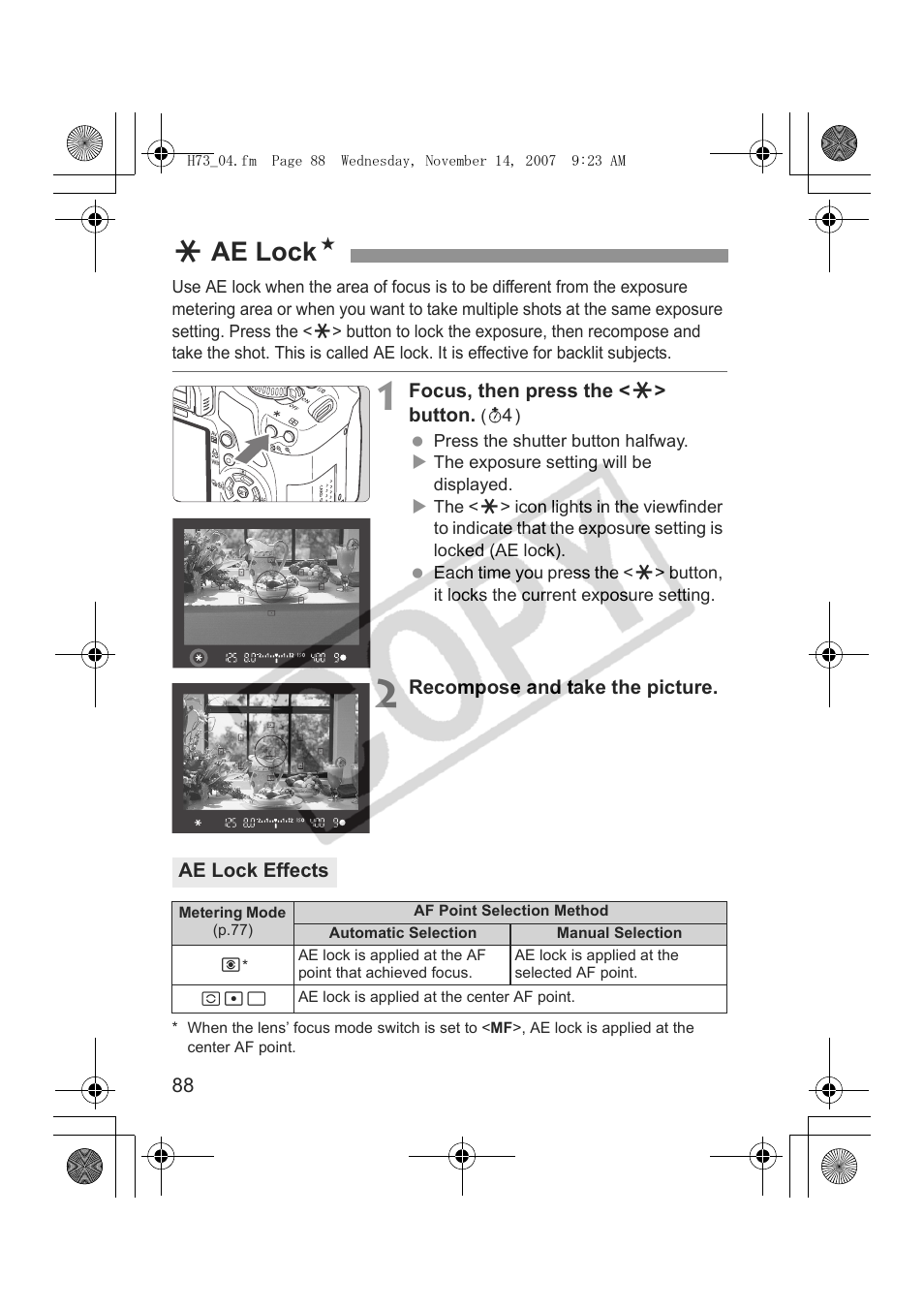 Aae lock n | Canon EOS Rebel xsi User Manual | Page 88 / 196