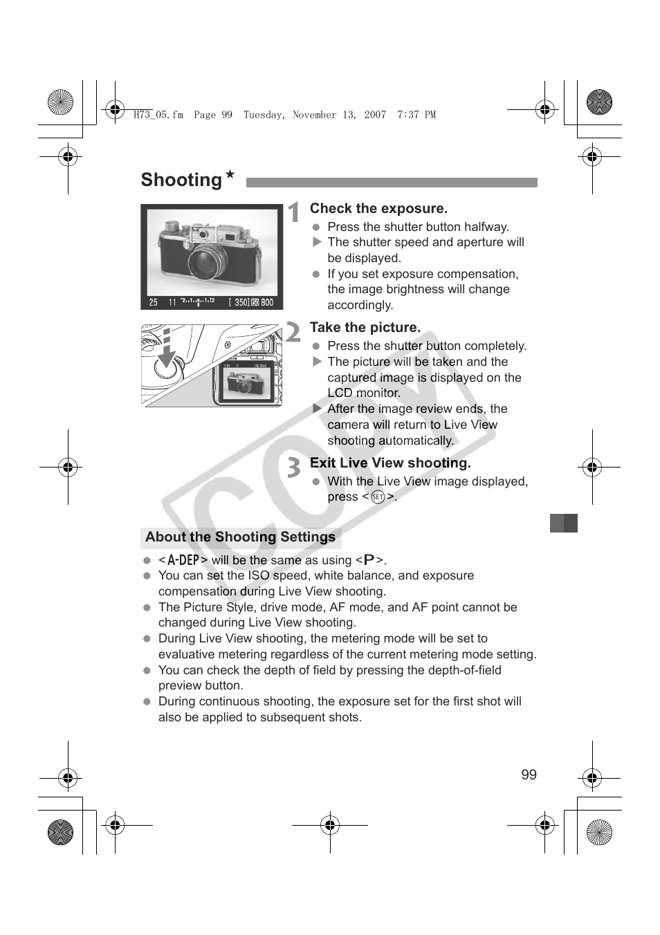 Shooting n | Canon EOS Rebel xsi User Manual | Page 99 / 196