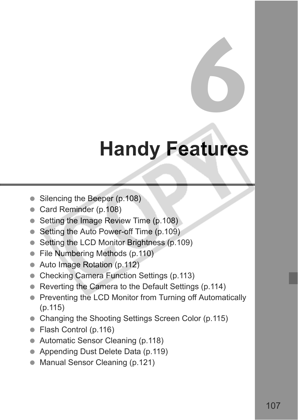 Handy features | Canon EOS rebel xs User Manual | Page 107 / 196