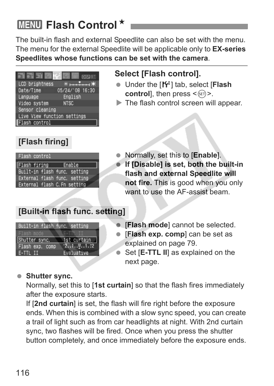 3flash control n | Canon EOS rebel xs User Manual | Page 116 / 196