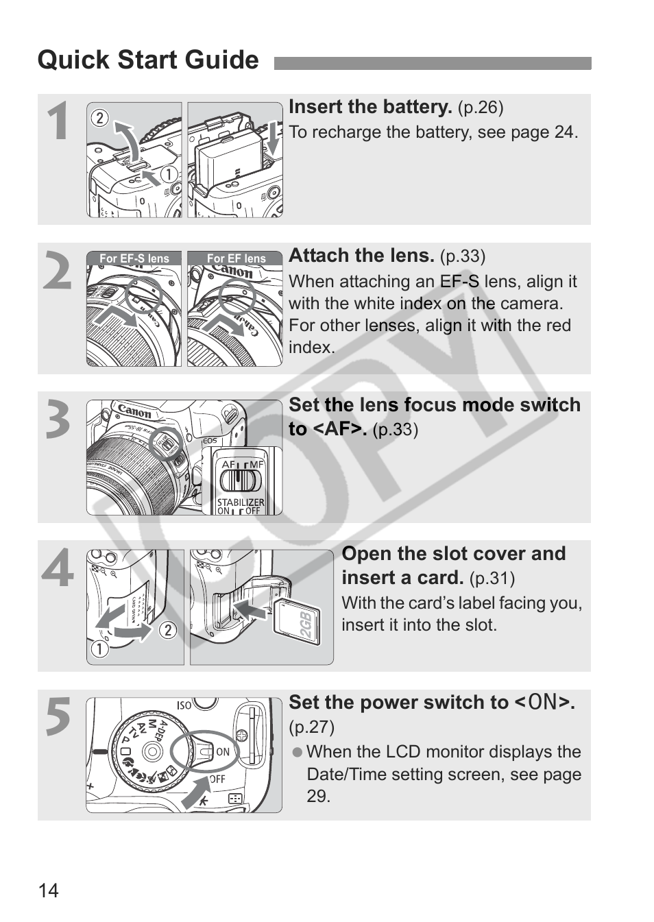 Canon EOS rebel xs User Manual | Page 14 / 196