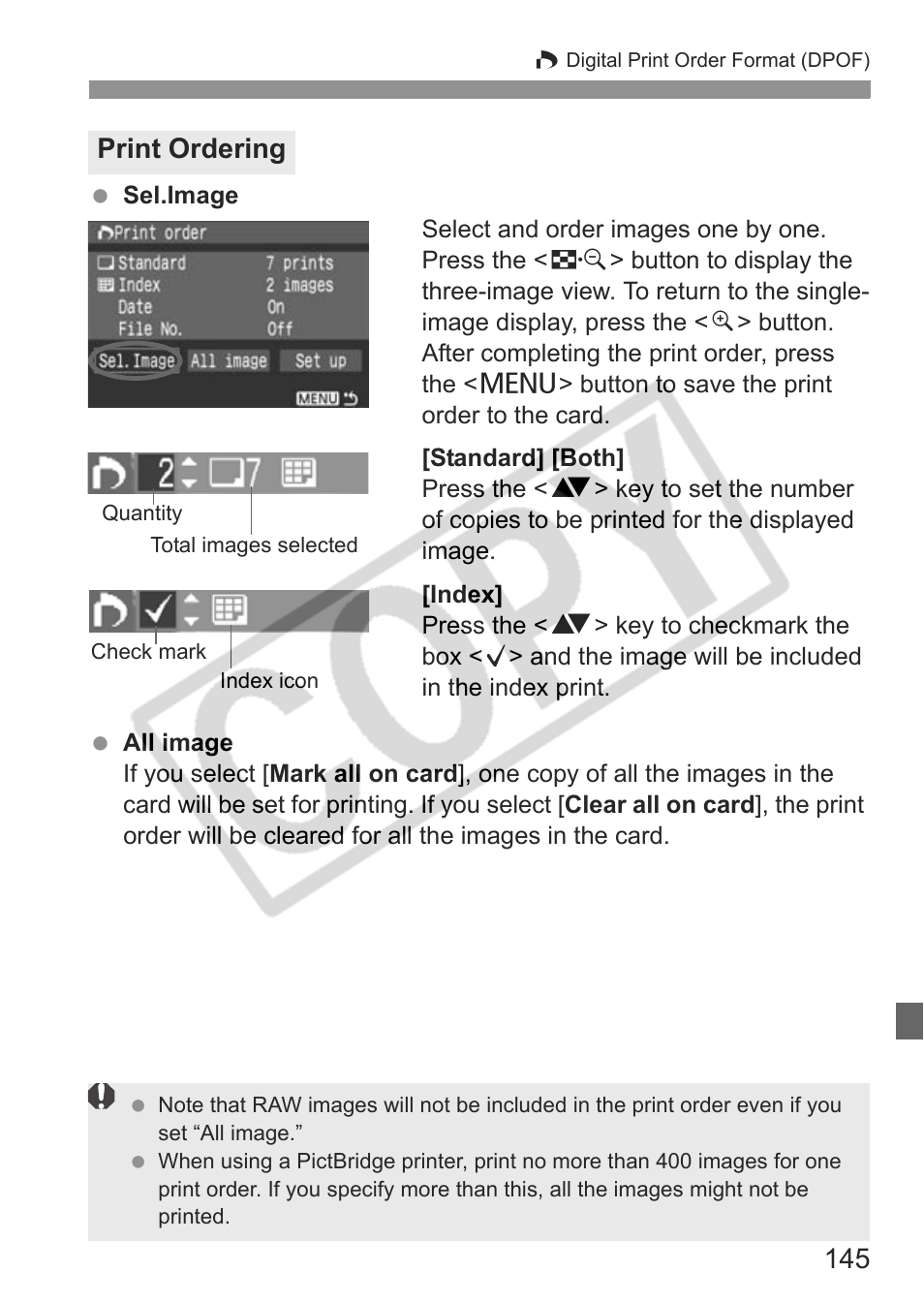 Print ordering | Canon EOS rebel xs User Manual | Page 145 / 196