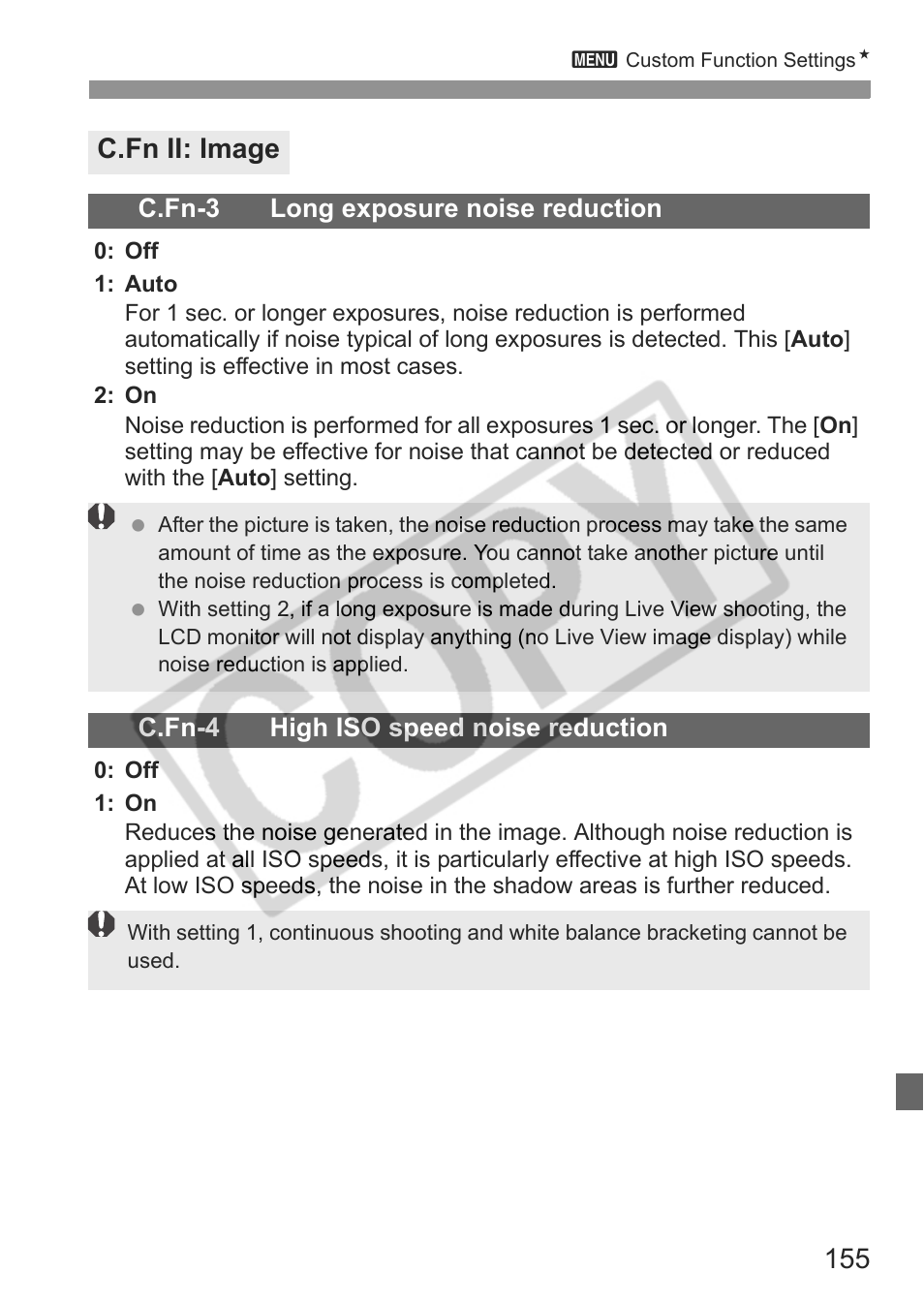 C.fn ii: image | Canon EOS rebel xs User Manual | Page 155 / 196