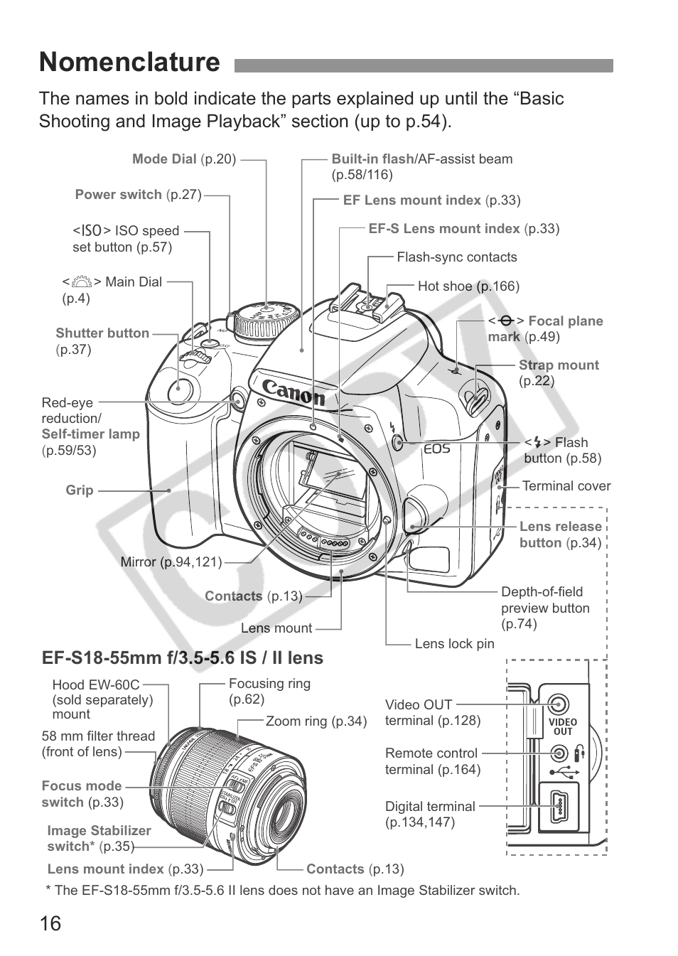 Nomenclature | Canon EOS rebel xs User Manual | Page 16 / 196