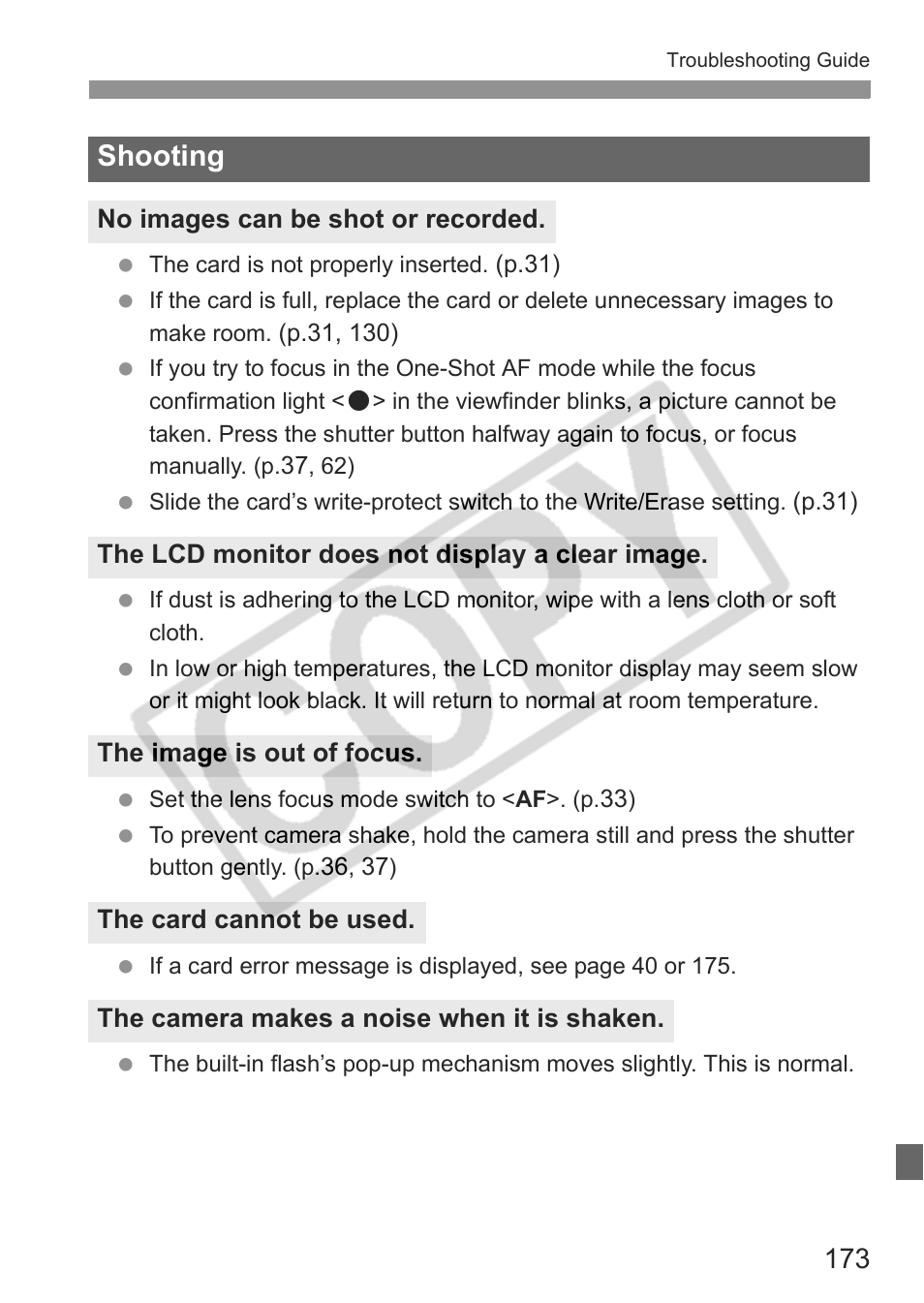 Shooting | Canon EOS rebel xs User Manual | Page 173 / 196