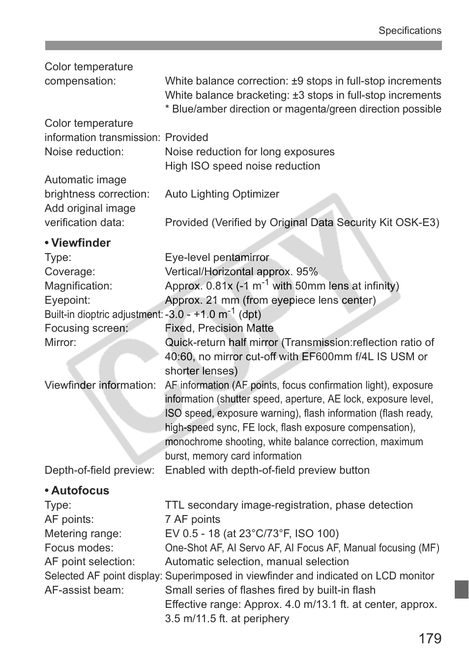 Canon EOS rebel xs User Manual | Page 179 / 196