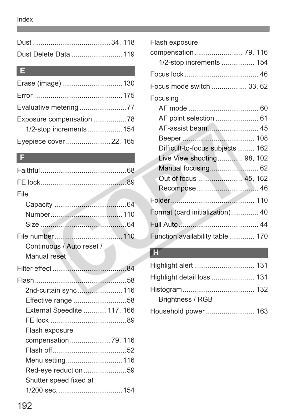 Canon EOS rebel xs User Manual | Page 192 / 196
