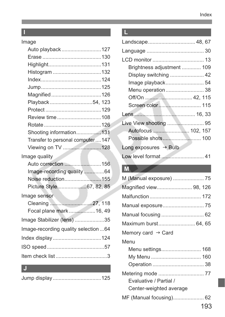 Canon EOS rebel xs User Manual | Page 193 / 196