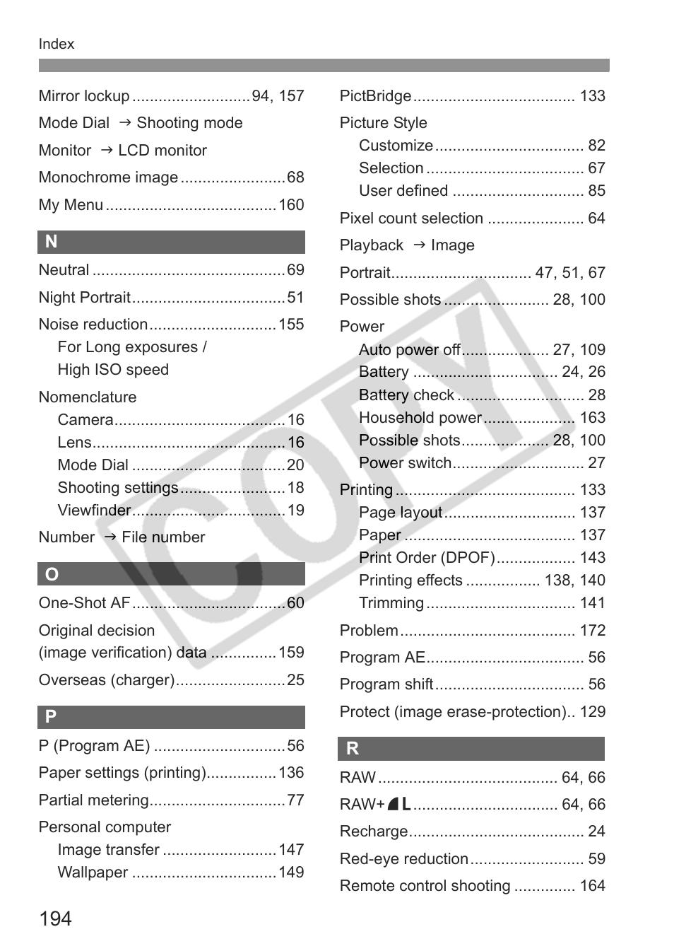 Canon EOS rebel xs User Manual | Page 194 / 196