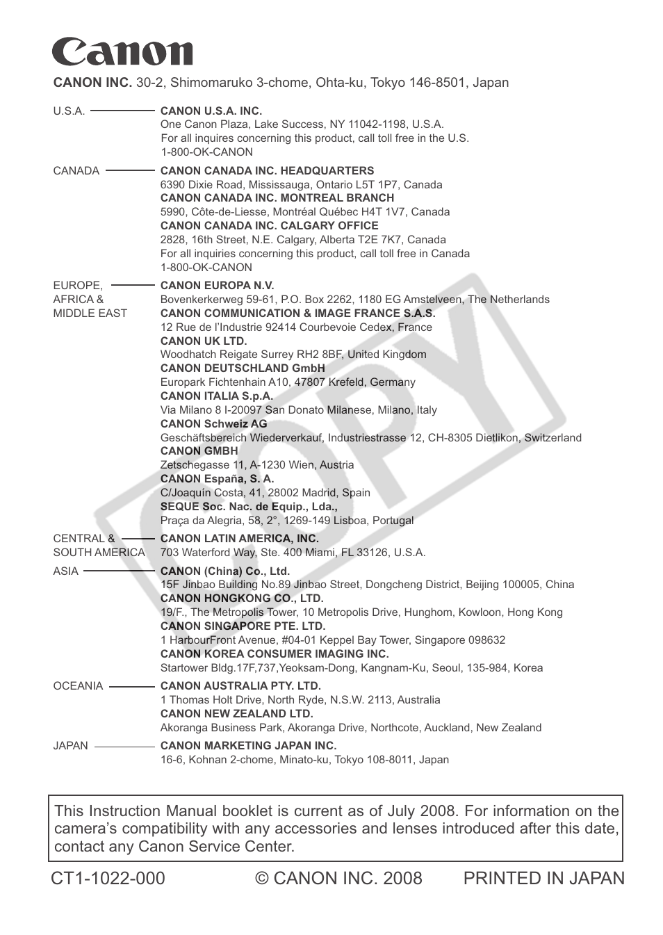 Canon EOS rebel xs User Manual | Page 196 / 196