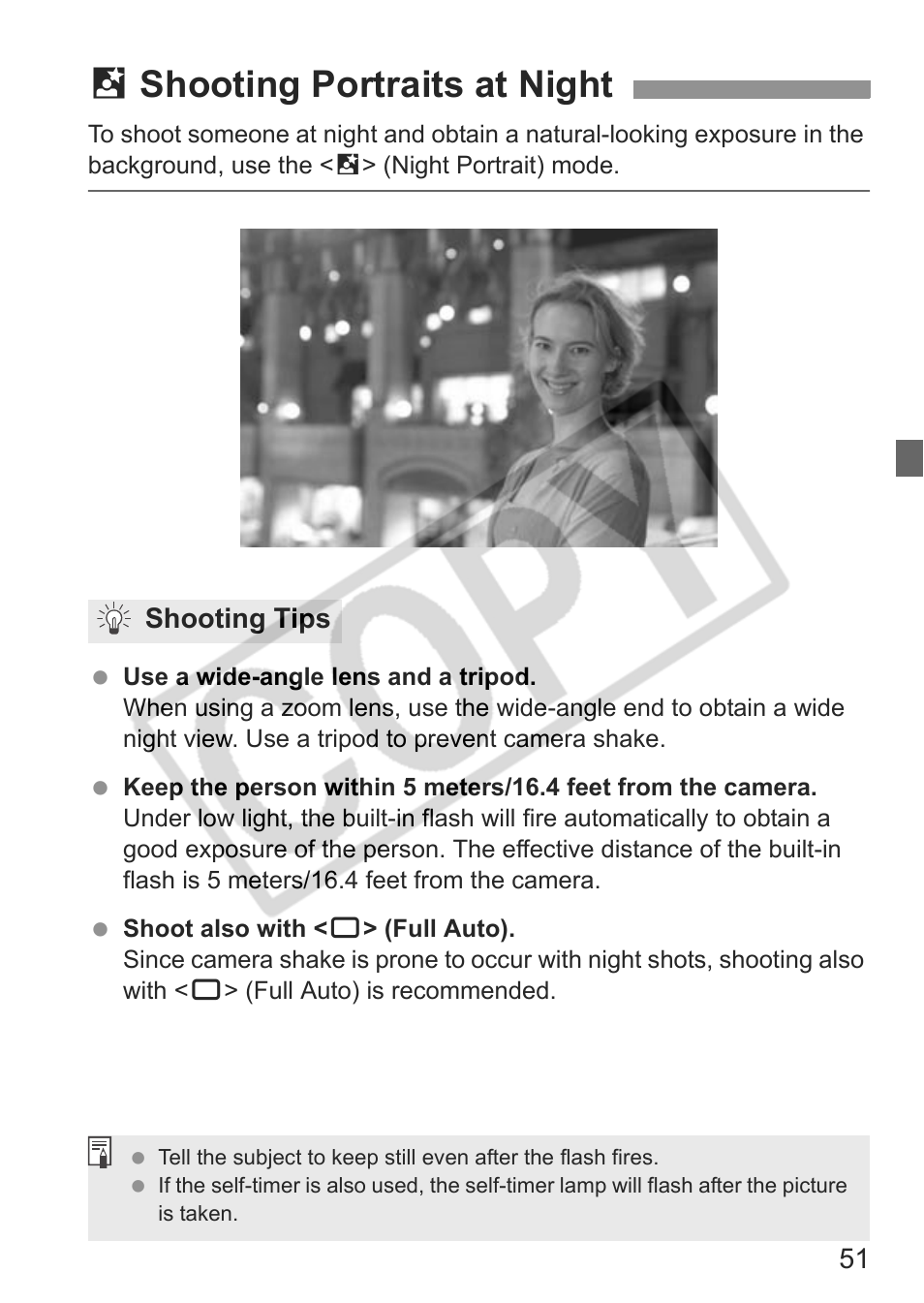 6 shooting portraits at night | Canon EOS rebel xs User Manual | Page 51 / 196