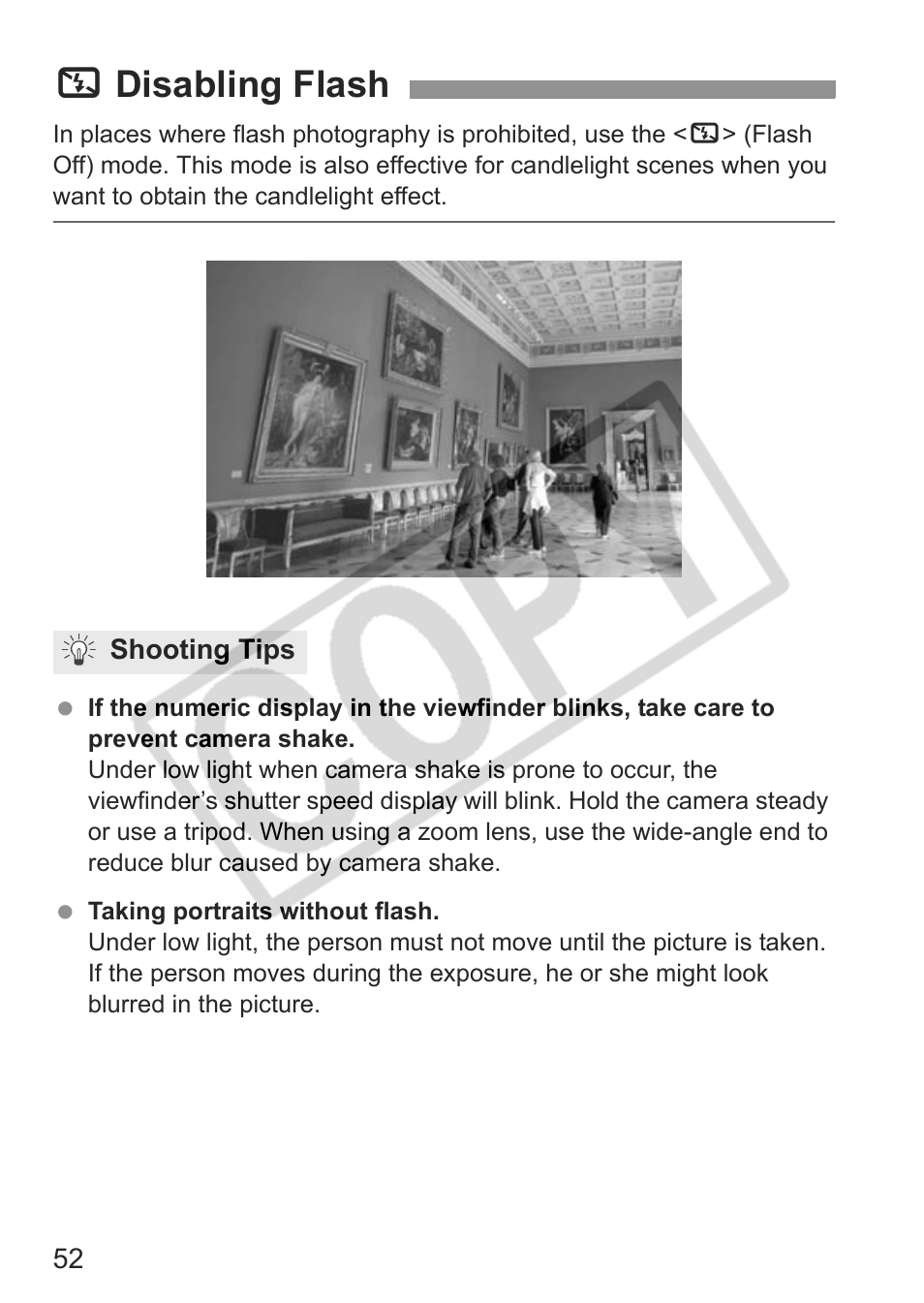 7 disabling flash | Canon EOS rebel xs User Manual | Page 52 / 196