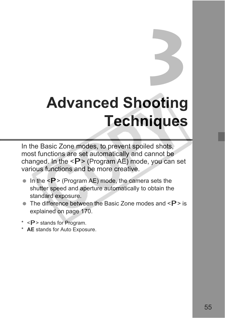 Advanced shooting techniques | Canon EOS rebel xs User Manual | Page 55 / 196