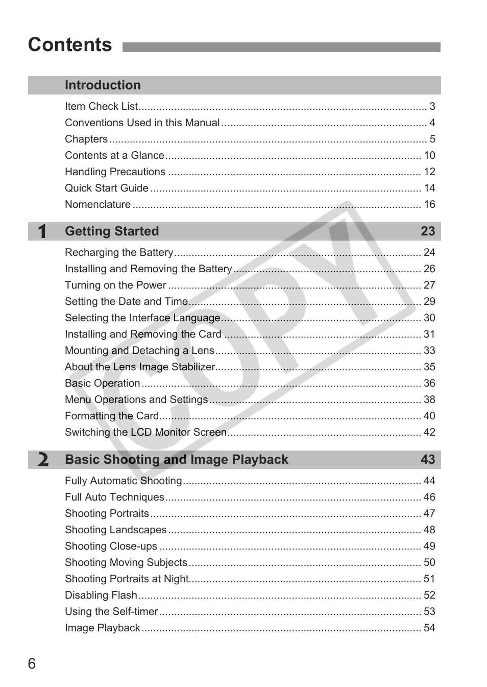 Canon EOS rebel xs User Manual | Page 6 / 196